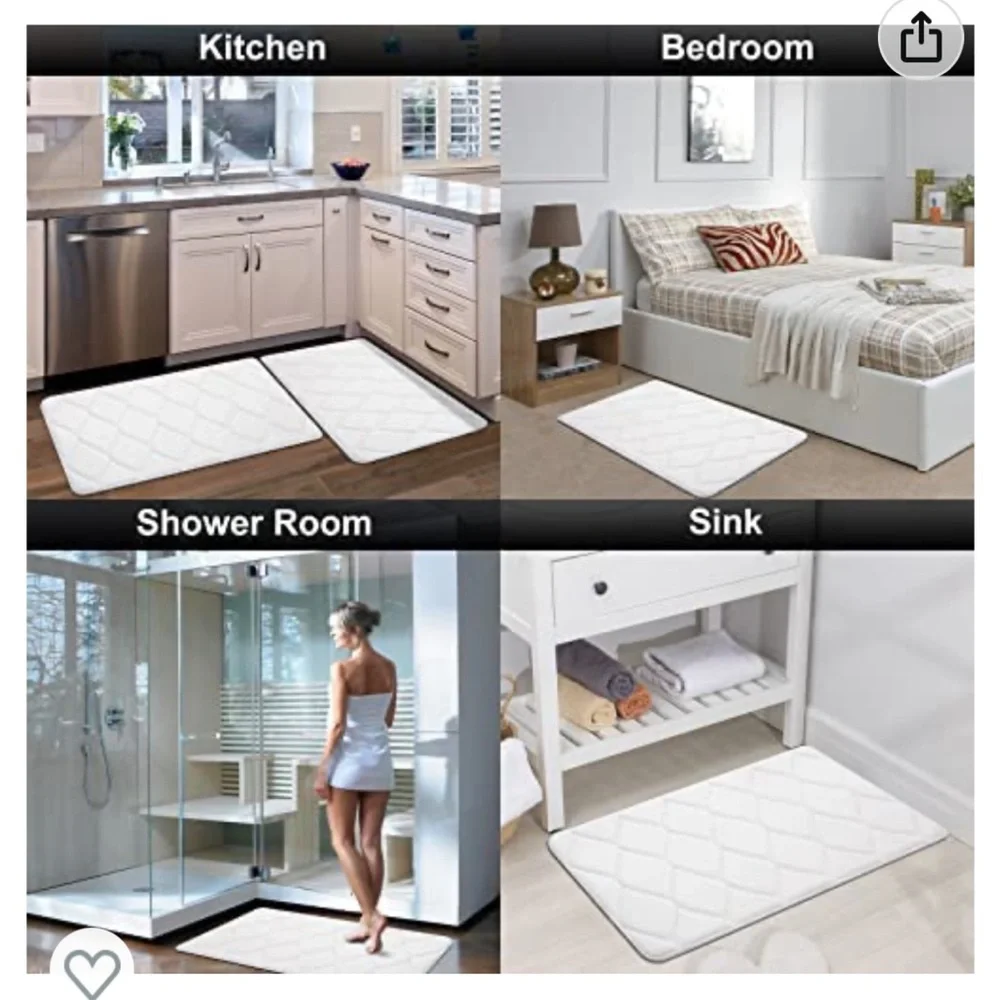 NWOT- Never used Colorxy Memory Foam Bathroom Rugs, White (rug was too small)